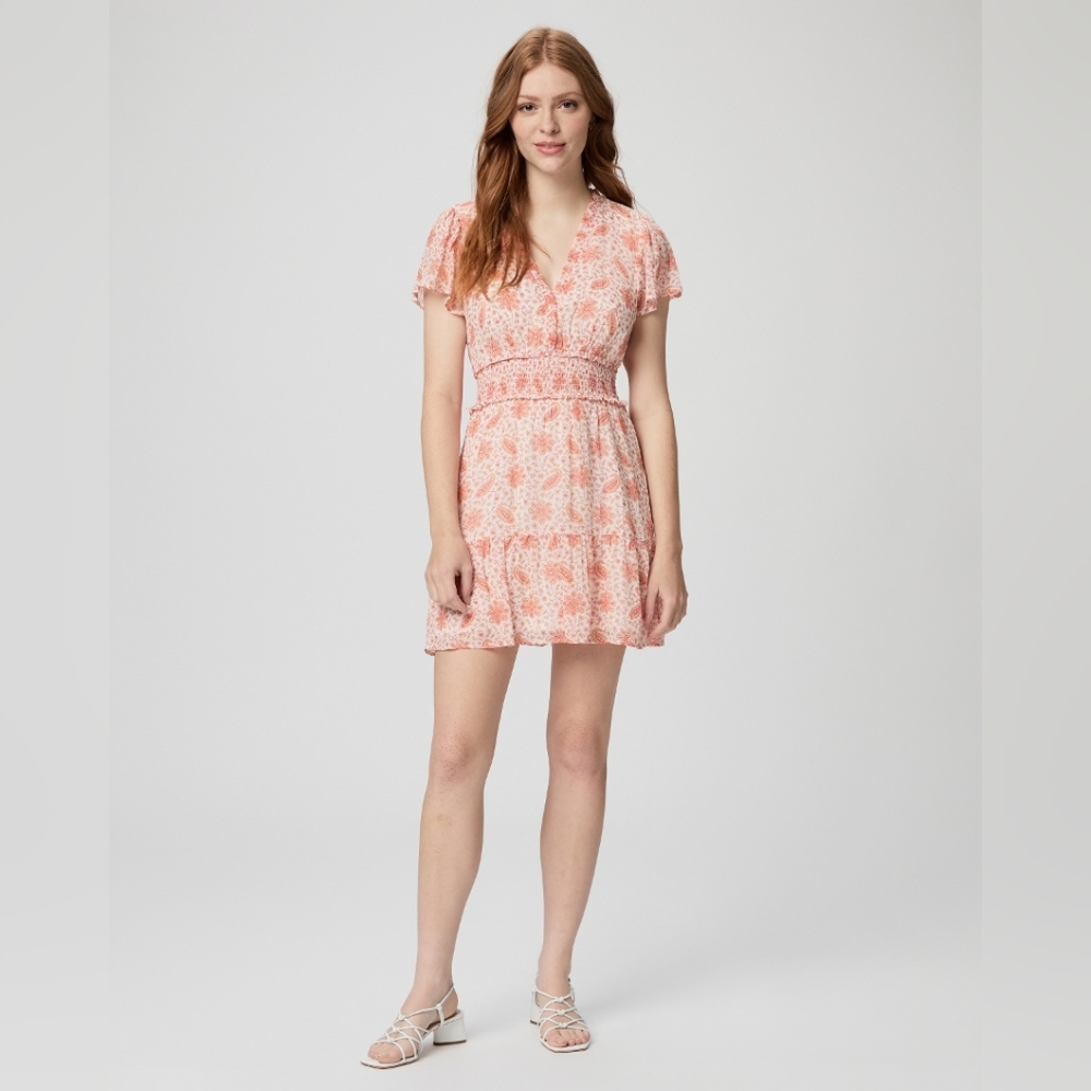 HP💗 Paige Giannina Dress - Antique Paper/Orange Sherbert Silk size small
